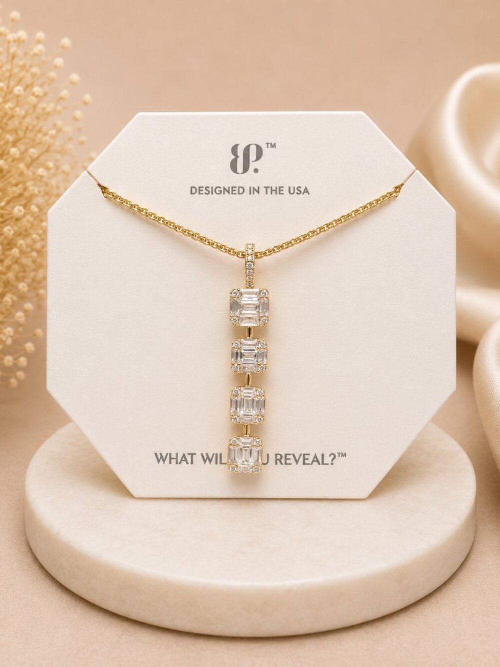 Bomb Party "The Harper Necklace" Diamond CZ on Gold $136 MSRP NWT